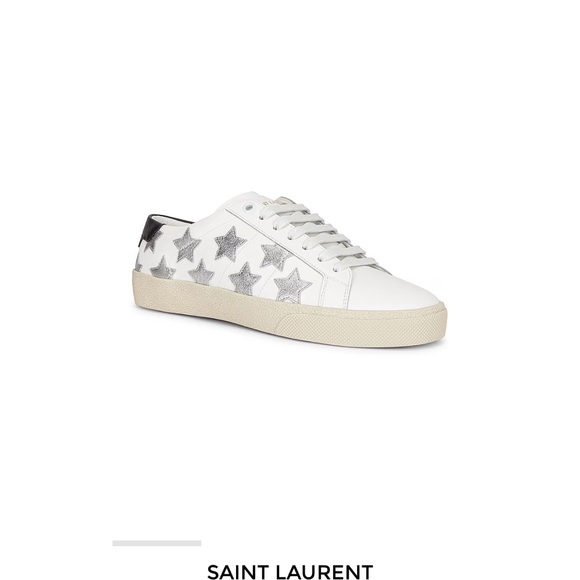 Saint Laurent White and Silver Star Sneakers - Picture 1 of 16